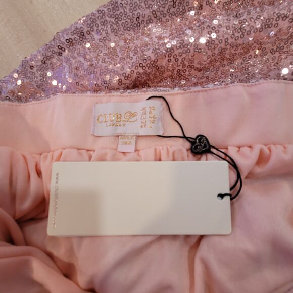 NWT Club London Pink A-Line Sequin Pleated Midi Skirt Party Preppy Glam SZ 8 - Picture 11 of 12